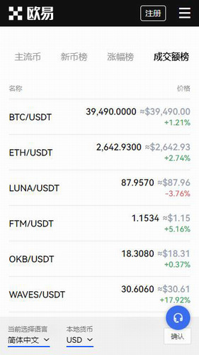 WBF交易所客户端界面