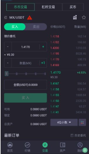 MCEX交易界面示意图