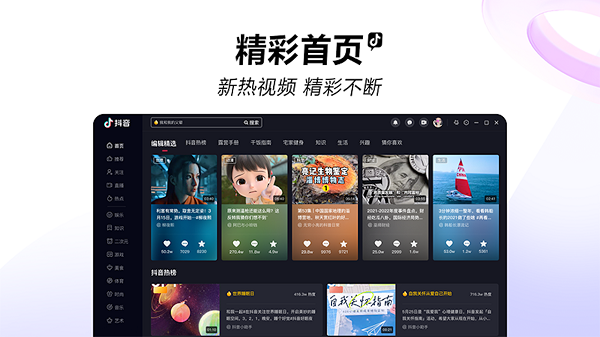 抖音电脑版操作界面示意